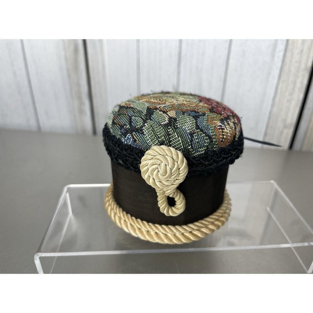 Vintage Victoria Secret Tapestry Fabric Covered Trinket Storage Round Box